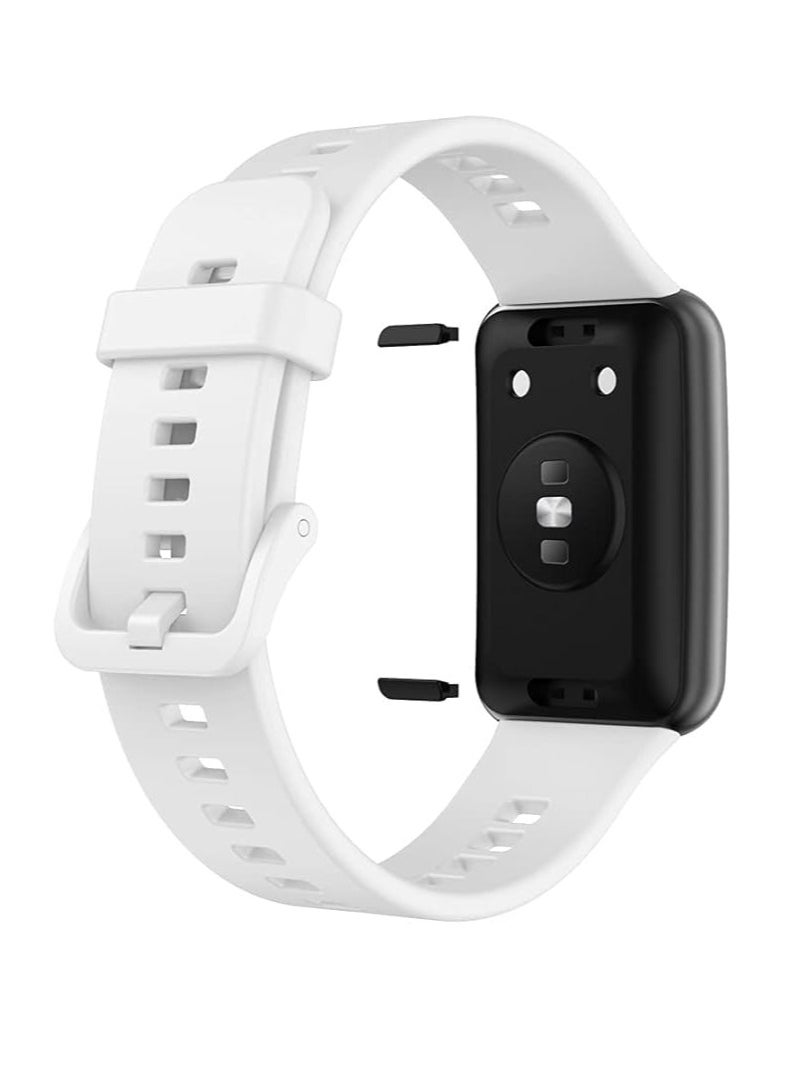 Generic Soft Silicone Sport Band Stripe Silicone Wrist Strap Replacement for Huawei Watch Fit Fitness Smart Watch Huawei Fit - White  - Image 2