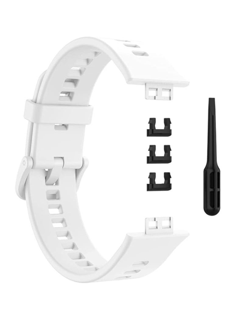 Generic Soft Silicone Sport Band Stripe Silicone Wrist Strap Replacement for Huawei Watch Fit Fitness Smart Watch Huawei Fit - White  - Image 3