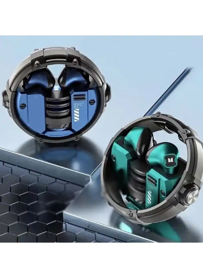 Monster - XKT10 wireless bluetooth headphones Mecha style Design Metal Material Gamer Headset Waterproof Noise Reduction With Microphone Blue - Image 1
