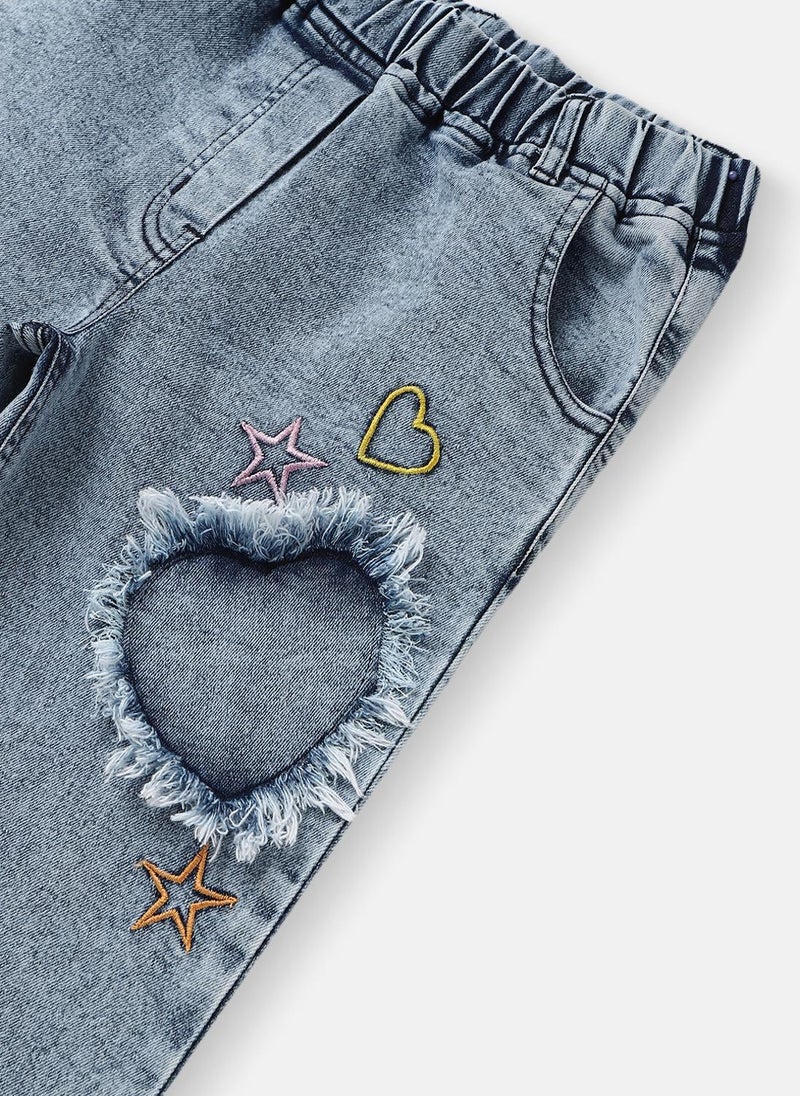 نوتيناتي جينز مطرز للبنات | بنطلون جينز للبنات |  إلى  سنوات - Image 3