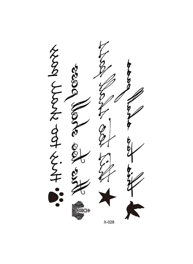 2-Piece Temporary Tattoo Sticker Set Black. Temporary Tattoo Letters, Waterproof Fake Tattoos, Temporary Tattoo Stickers for Adults Men Women Face Body Fingers. - Image 1