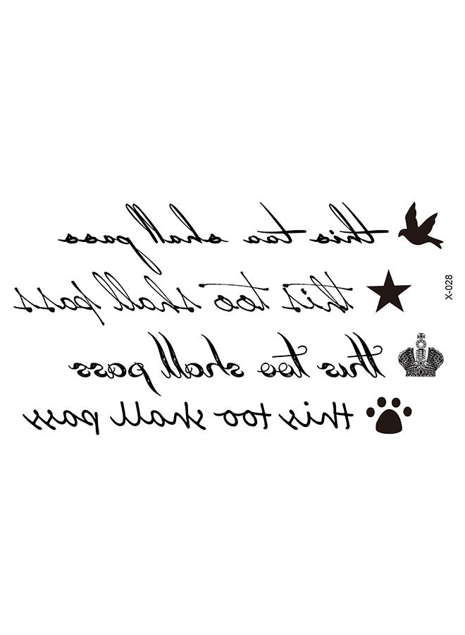 2-Piece Temporary Tattoo Sticker Set Black. Temporary Tattoo Letters, Waterproof Fake Tattoos, Temporary Tattoo Stickers for Adults Men Women Face Body Fingers. - Image 2
