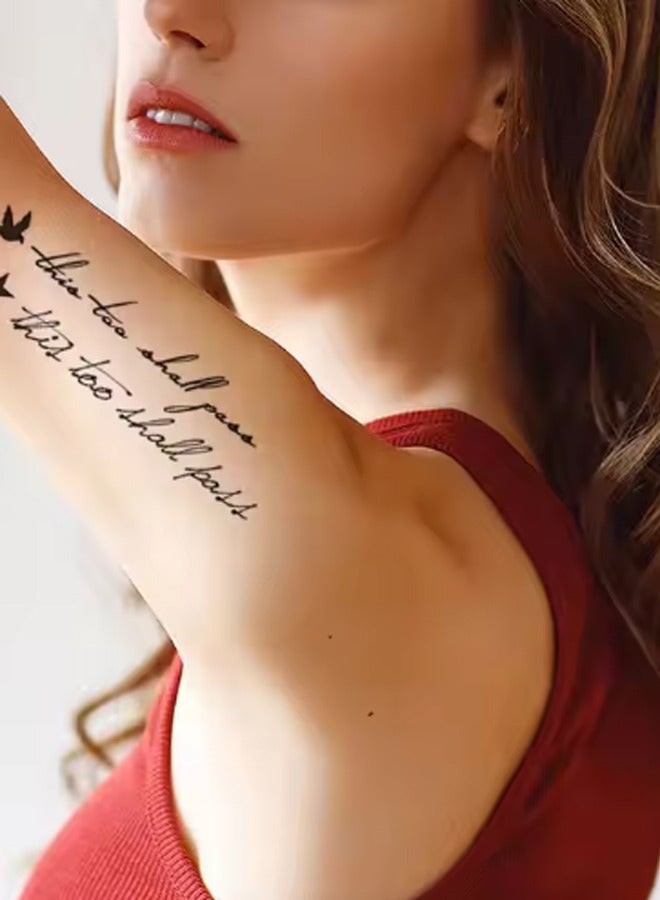 2-Piece Temporary Tattoo Sticker Set Black. Temporary Tattoo Letters, Waterproof Fake Tattoos, Temporary Tattoo Stickers for Adults Men Women Face Body Fingers. - Image 3