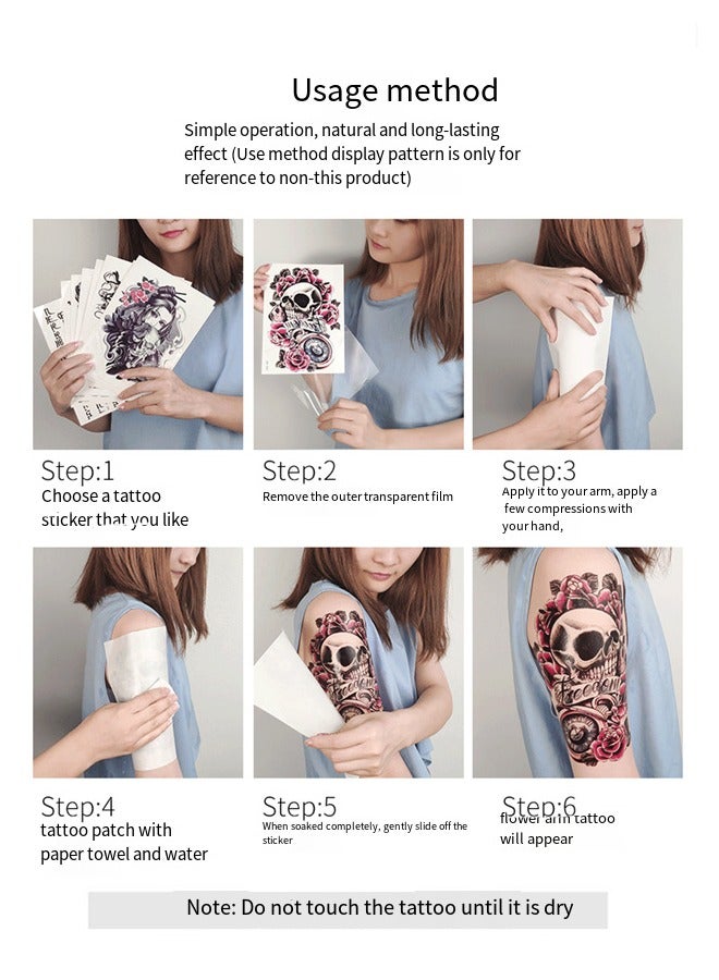 2-Piece Temporary Tattoo Sticker Set Black. Temporary Tattoo Letters, Waterproof Fake Tattoos, Temporary Tattoo Stickers for Adults Men Women Face Body Fingers. - Image 4