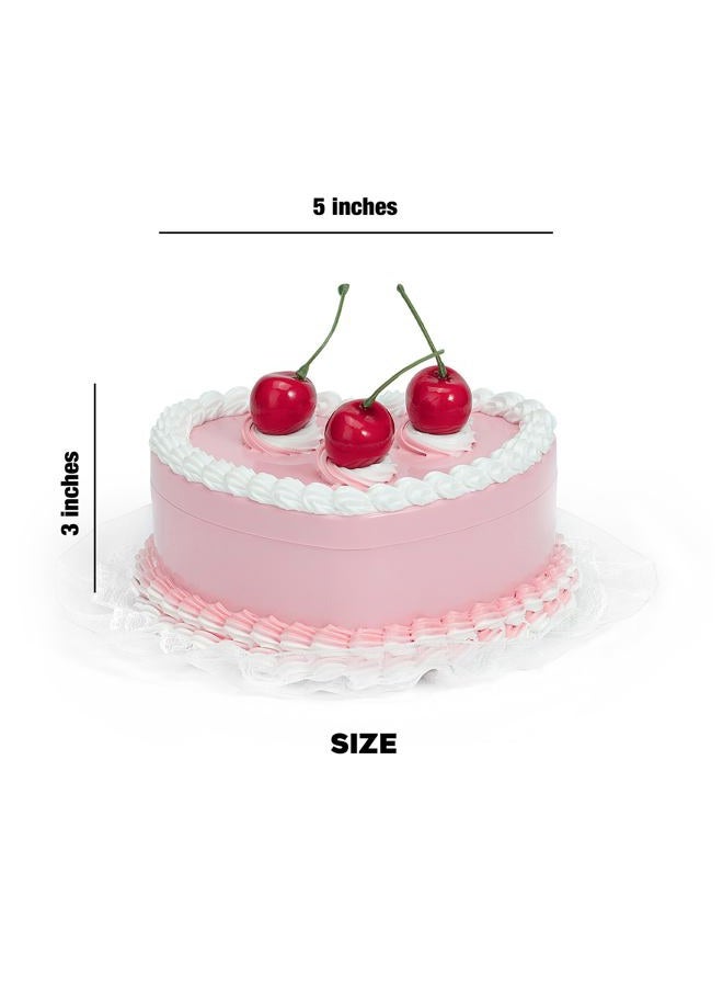 Stylor Coquette Room Decor Aesthetic, Heart Shaped Jewelry Box for Girls, Fake Cherry Pink Cake, Cute Kawaii Decorative Storage Accessories. - Image 3