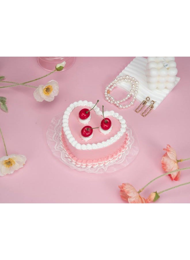 Stylor Coquette Room Decor Aesthetic, Heart Shaped Jewelry Box for Girls, Fake Cherry Pink Cake, Cute Kawaii Decorative Storage Accessories. - Image 5
