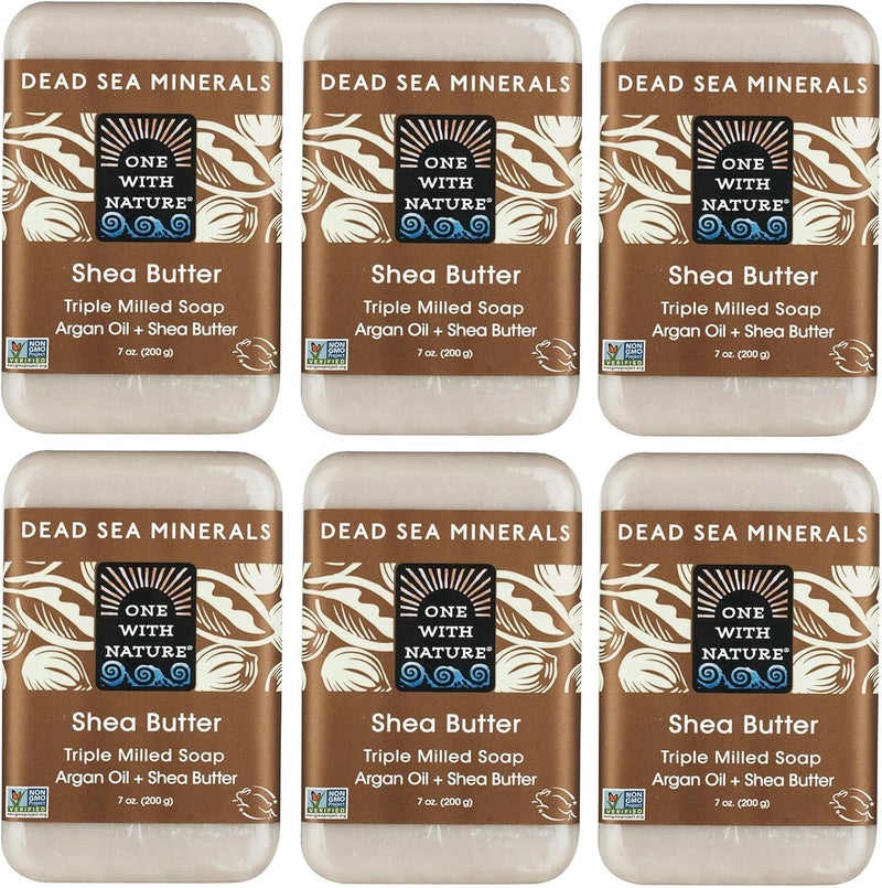 One With Nature Shea Butter Dead Sea Mineral Soap - 7 Ounce Bars (Pack of 6) - Image 1