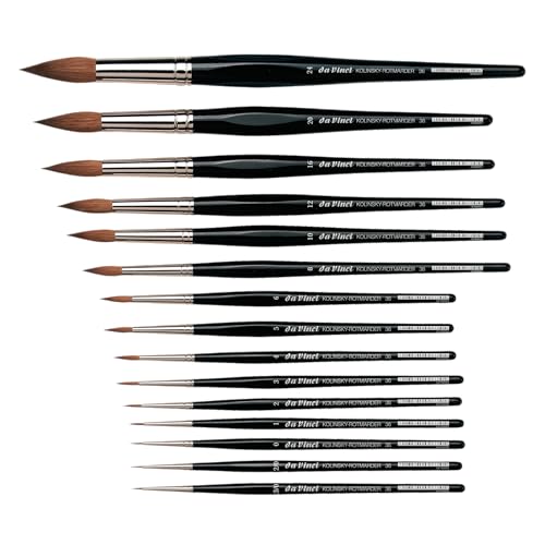 da Vinci Watercolor Series 36 Paint Brush, Round Russian Red Sable with Black Handle, Size 1 - Image 5