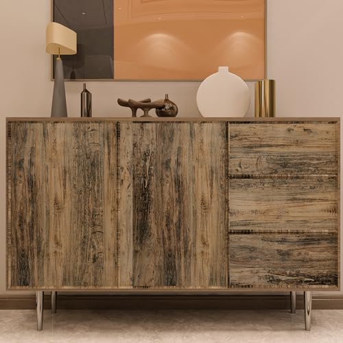 3yecao 16"×197" Thick Vintage Brown Wood Wallpaper Peel and Stick Rustic Waterproof Grey Blue Faux Wood Grain Contact Paper Vinyl Wrap Adhesive Wall Stickers for Kitchen Countertops Cabinets Cupboard - Image 1