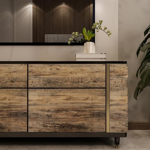 3yecao 16"×197" Thick Vintage Brown Wood Wallpaper Peel and Stick Rustic Waterproof Grey Blue Faux Wood Grain Contact Paper Vinyl Wrap Adhesive Wall Stickers for Kitchen Countertops Cabinets Cupboard - Image 3