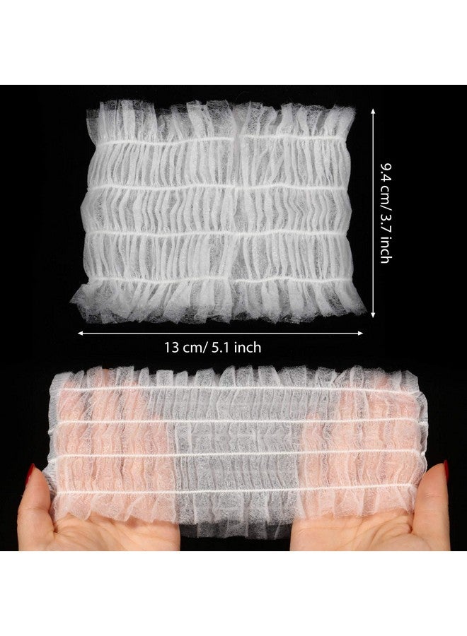 Chuangdi 100 Pieces Disposable Spa Headbands Soft Non-woven Facial Hair Band Elastic Facial Head Wraps Cloth Stretch Skin Care Makeup Sauna Washing Face Supplies for Women(White) - Image 2