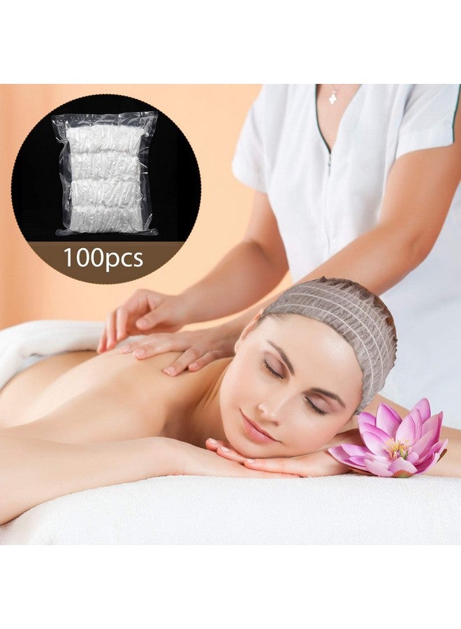 Chuangdi 100 Pieces Disposable Spa Headbands Soft Non-woven Facial Hair Band Elastic Facial Head Wraps Cloth Stretch Skin Care Makeup Sauna Washing Face Supplies for Women(White) - Image 5