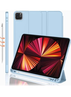 iPad Pro 11 Case 2021 with Pencil Holder (2nd Generation), Premium Protective Case Cover with Soft TPU Back and Auto Sleep/Wake Feature for 2021/2020/2018 iPad Pro 11 (Sky Blue)