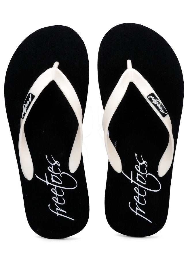 Freetoes Basic Flip Flops in Black and White for Men - Image 1