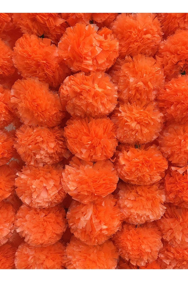 Shreeji Artificial Marigold Garland – Pack of 5, 5.1 ft Each | 34 Flowers per String | 3-Inch Blooms – Largest & Longest in Market | Indian Festival & Wedding Decor - Image 1