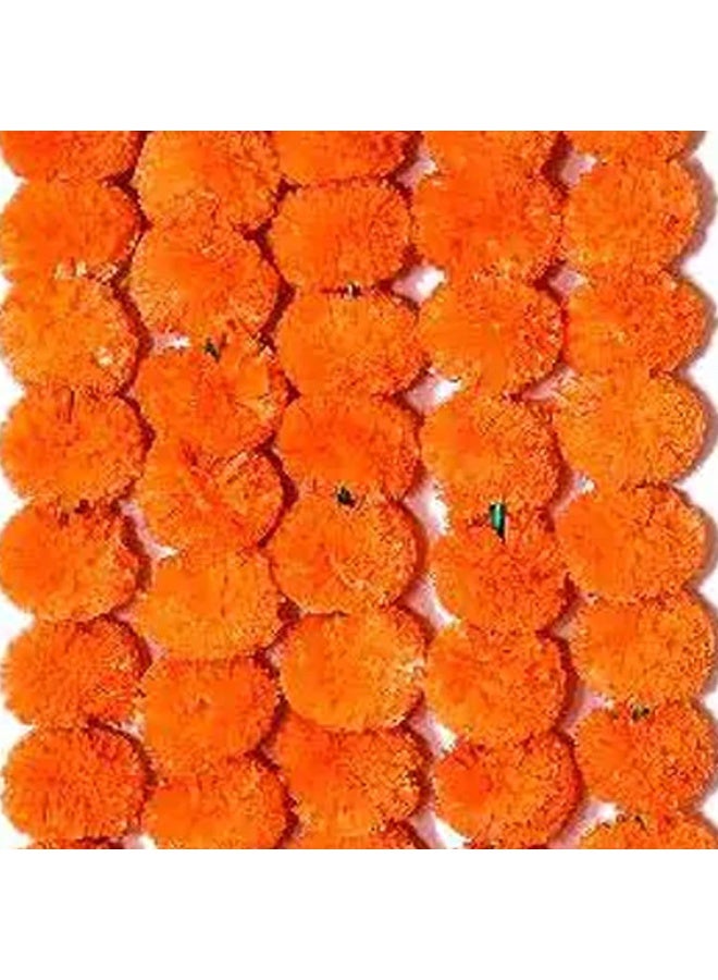 Shreeji Artificial Marigold Garland – Pack of 5, 5.1 ft Each | 34 Flowers per String | 3-Inch Blooms – Largest & Longest in Market | Indian Festival & Wedding Decor - Image 3
