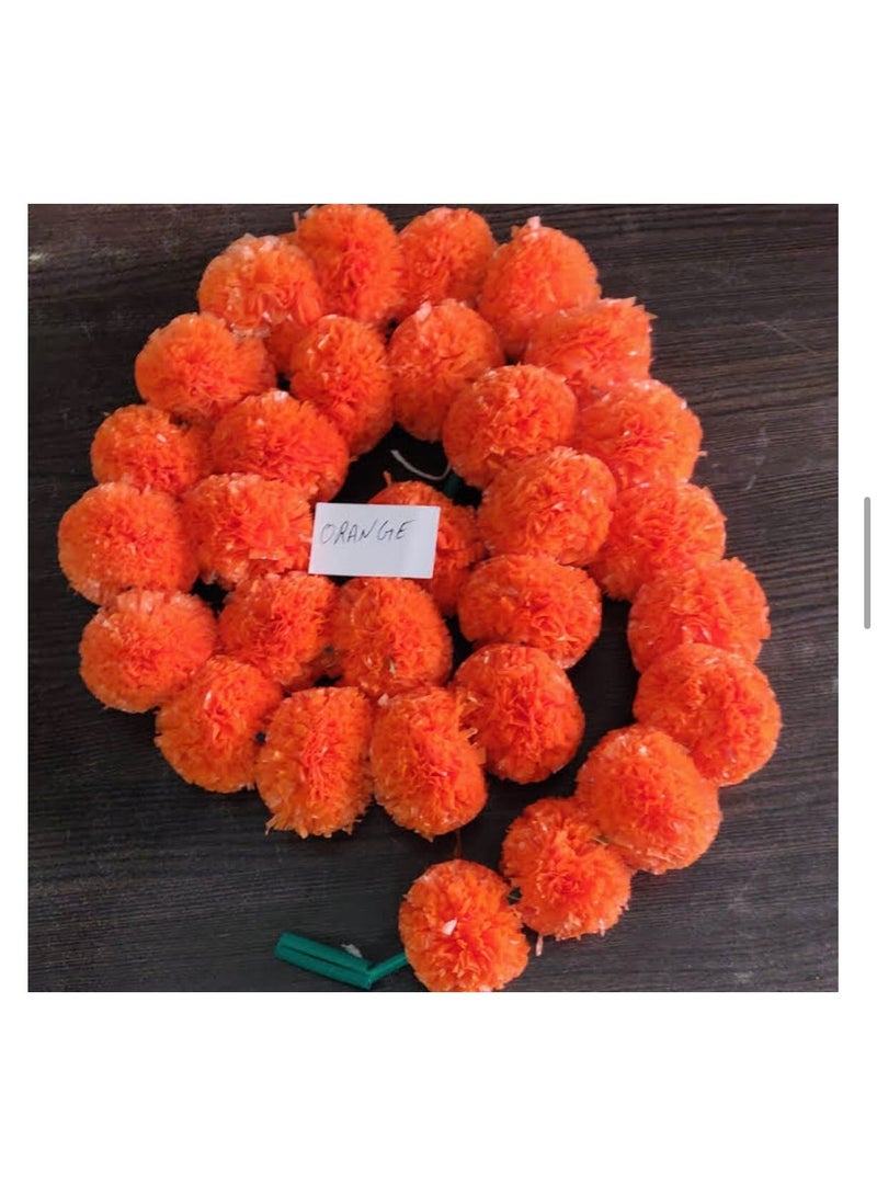 Shreeji Artificial Marigold Garland – Pack of 5, 5.1 ft Each | 34 Flowers per String | 3-Inch Blooms – Largest & Longest in Market | Indian Festival & Wedding Decor - Image 5