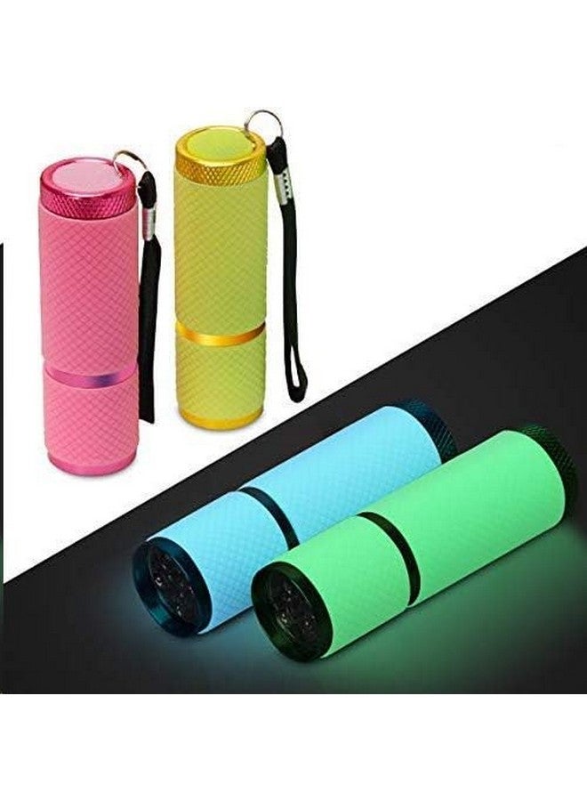 Ahier AHIER 9 LED Glow in Dark Flashlights, 4 Pack Rubber Coated Small Flashlights with Straps, Portable Handy Lights for Camping, Hiking, Indoor, Assorted Colors  - Image 2