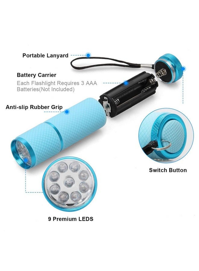 Ahier AHIER 9 LED Glow in Dark Flashlights, 4 Pack Rubber Coated Small Flashlights with Straps, Portable Handy Lights for Camping, Hiking, Indoor, Assorted Colors  - Image 3