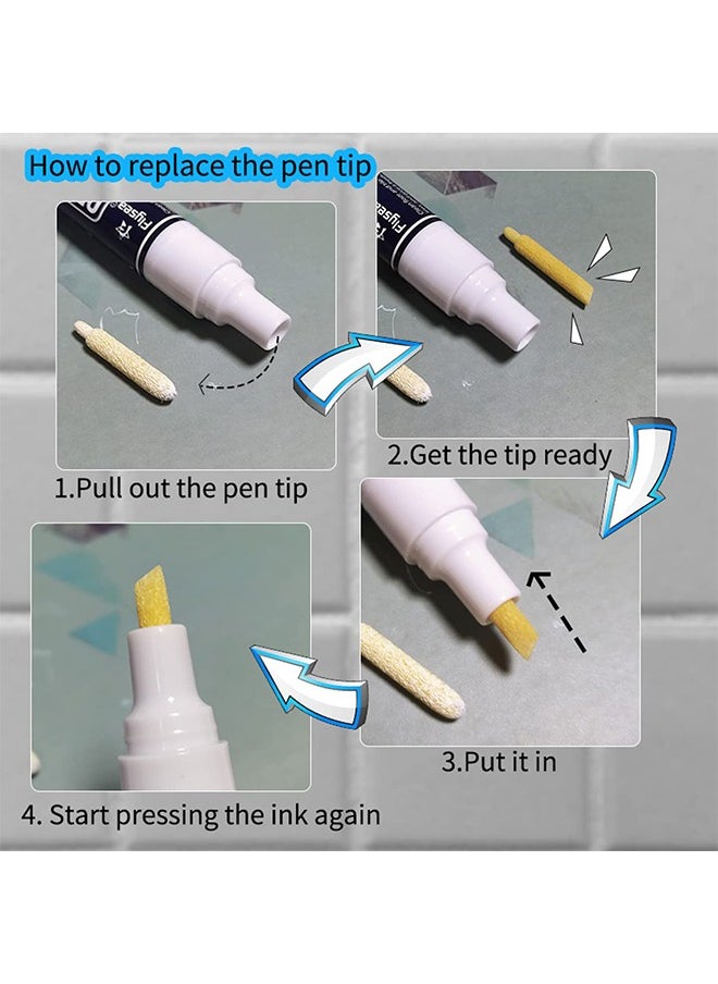 Lemon 6Pcs Grout Pen Tile Grout 1 Cleaning Brush Restorer Pen White, for Tile Wall Floor Bathroom, Kitchen, Bedroom  - Image 4