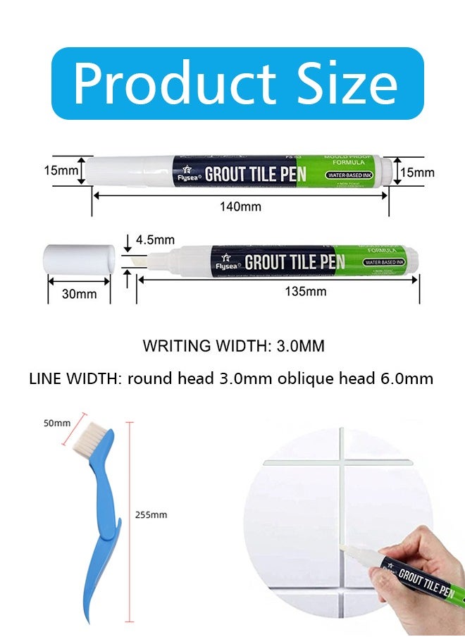 Lemon 6Pcs Grout Pen Tile Grout 1 Cleaning Brush Restorer Pen White, for Tile Wall Floor Bathroom, Kitchen, Bedroom  - Image 5