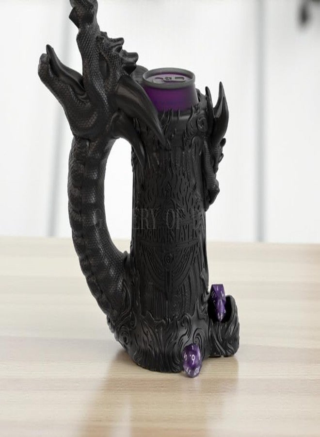 Gallery of Drip Dragon Slayer Dice Tower & Drink Holder - DND Accessory, Dice Roller Mug, Fantasy Decor for Dungeons and Dragons, Pathfinder, Warhammer, TTRPG Gift for RPG Gamers (Obsidian Black, Standard 12oz Cans) - Image 3
