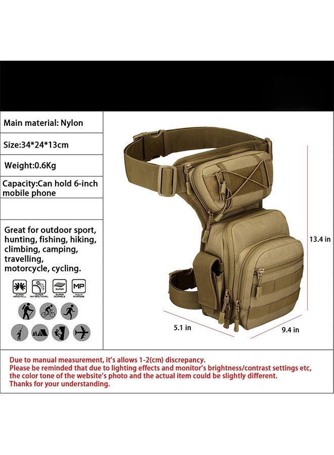 حقيبة ساق قابلة للسقوط للرجال والنساء، حقيبة فخذ عسكرية تكتيكية، حزمة متعددة الوظائف، حقيبة خارجية للمشي لمسافات طويلة، حقيبة فخذ. - Image 3