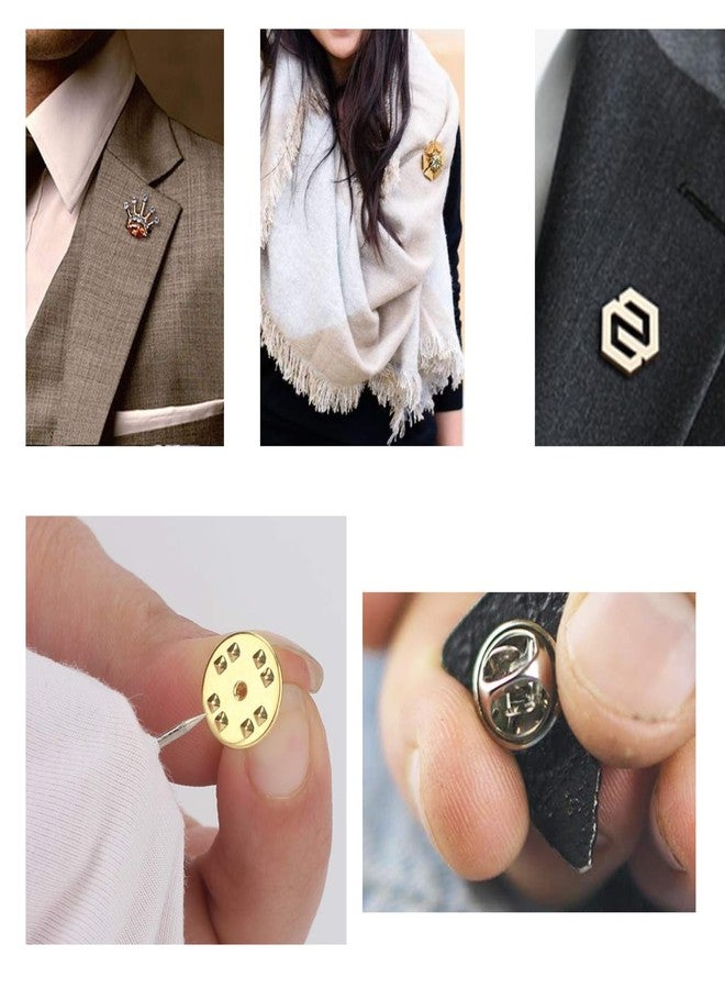 ST logo Hanging Tree Golden Locking Pin Backs Brooch Pin Back Butterfly with Pin Keepers Insignia Clutches Pin Backs Replacement Metal Lapel Pin Backing for Tie Hat Badge DIY Art & Crafts Pcs (50 Pcs) - Image 2