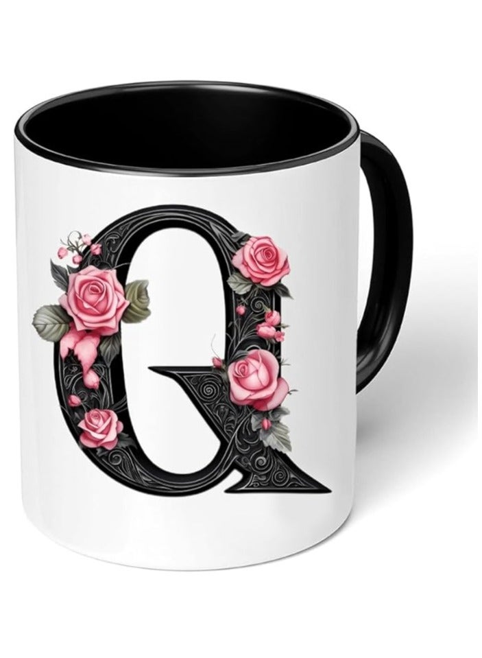 RYN® Printed Ceramic Coffee Mug Gift for Coffee and Tea Lovers 11 Oz alphabet Q - Image 2
