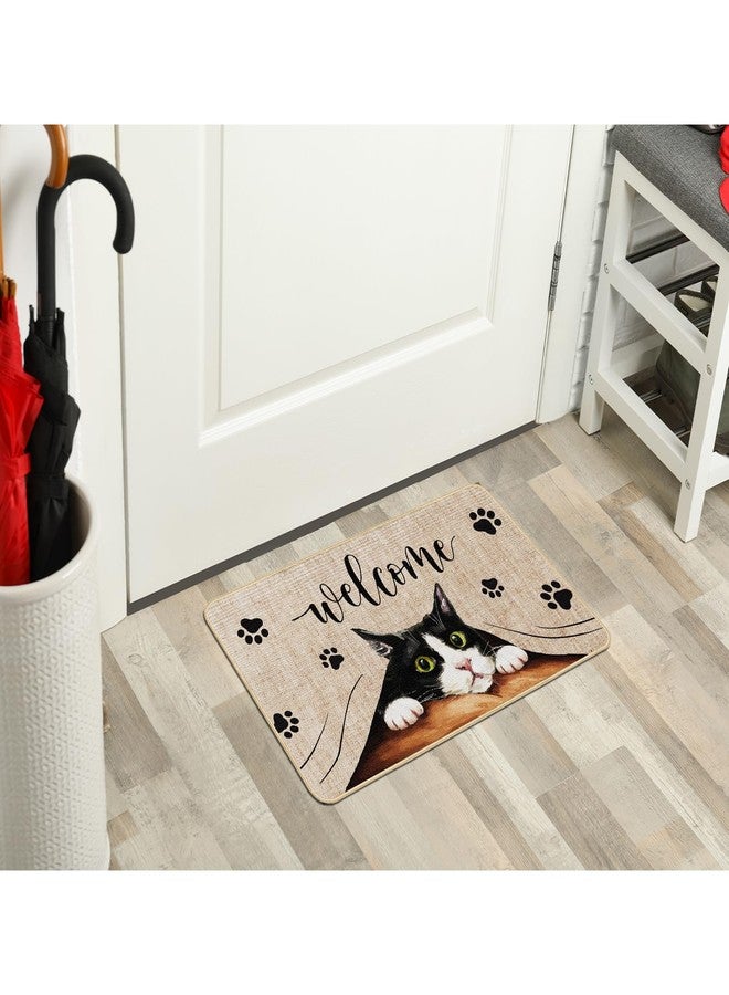 Heyfibro Welcome Cat Door Mat, Funny Footprint Non Slip Entrance Floor Mat, Family Decoration Indoor and Outdoor Entrance Mat 29 x 17 Inch Rubber Kitchen Doormat for Indoor Outdoor Holiday Decoration - Image 3