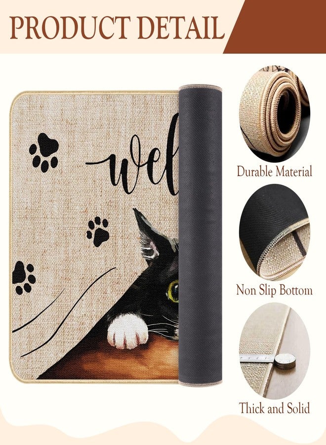 Heyfibro Welcome Cat Door Mat, Funny Footprint Non Slip Entrance Floor Mat, Family Decoration Indoor and Outdoor Entrance Mat 29 x 17 Inch Rubber Kitchen Doormat for Indoor Outdoor Holiday Decoration - Image 5