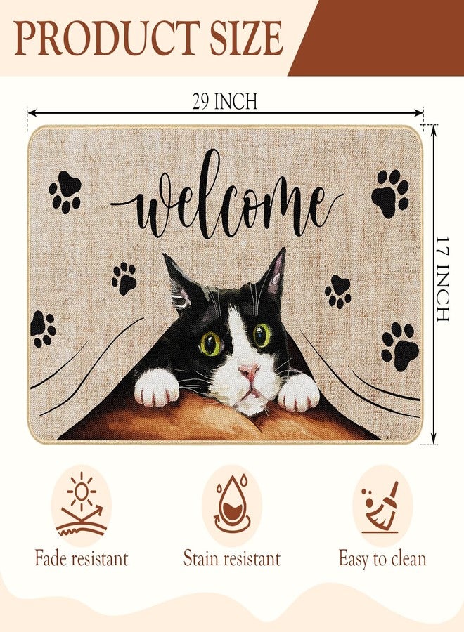 Heyfibro Welcome Cat Door Mat, Funny Footprint Non Slip Entrance Floor Mat, Family Decoration Indoor and Outdoor Entrance Mat 29 x 17 Inch Rubber Kitchen Doormat for Indoor Outdoor Holiday Decoration - Image 4