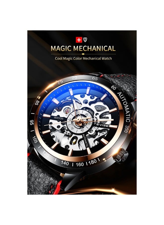 Tevise - Automatic Mechanical Wrist Watch With Luminous Pointer Leather Band For Men - Image 1