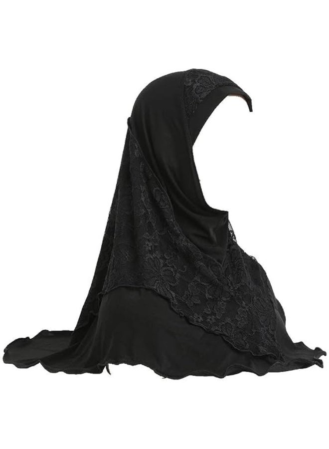 Muslim Hijab Lace Islamic Scarf Head Wrap Pray Scarves Women's Headwear - Image 1