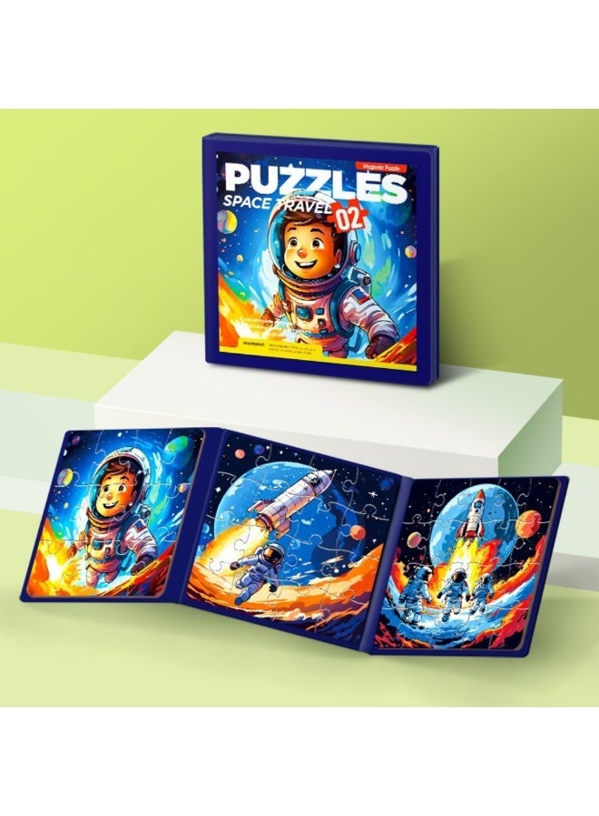 بازل مغناطيسي تعليمي - العاب اطفال ٣ سنوات فما فوق، كتاب ألغاز لتنمية الذكاء والتركيز، العاب تعليمية منتسوري مثالية للسفر وهدايا للأولاد والبنات - Image 2