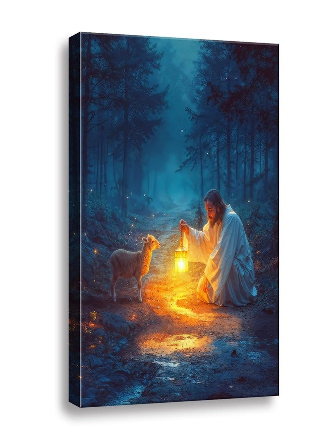 Ploceiny Christian Wall Art Decor - Serenity Prayer & Jesus with Lost Lamb Picture, Baptism Gifts for Boys & Girls, Inspirational Home Decor for Women & Men, Perfect for Prayer Rooms & Christmas Decor A-373 - Image 1