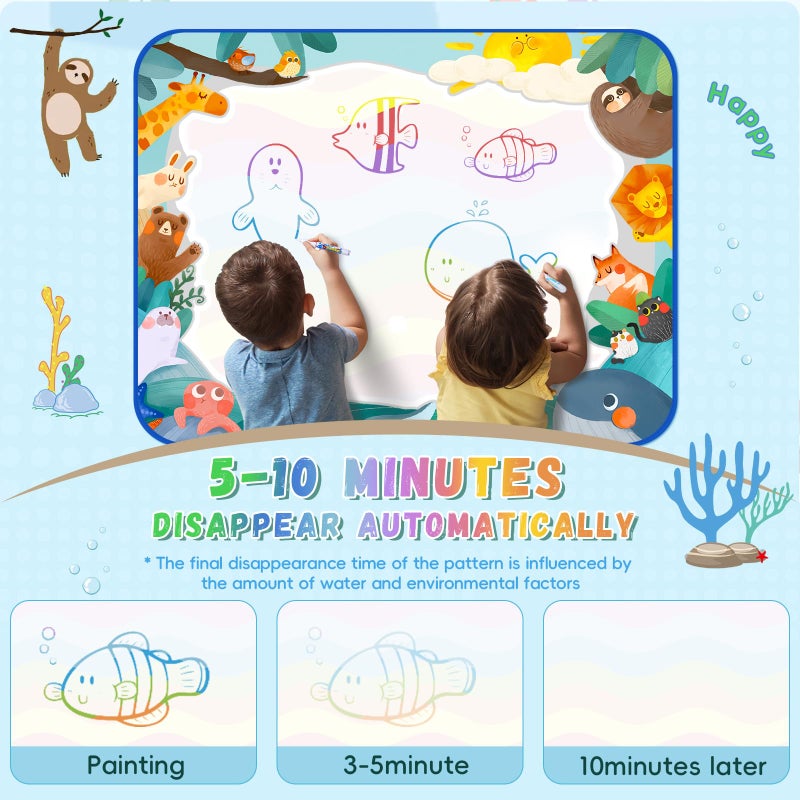 bemece Water Doodle Mat 40 x 32 Inches Aqua Painting Drawing Mat Mess Free Learning Toy Mat Early Education Gifts for Kids ChildrenToddlers Aged 3 4 5 6 7 Years Old - Image 3