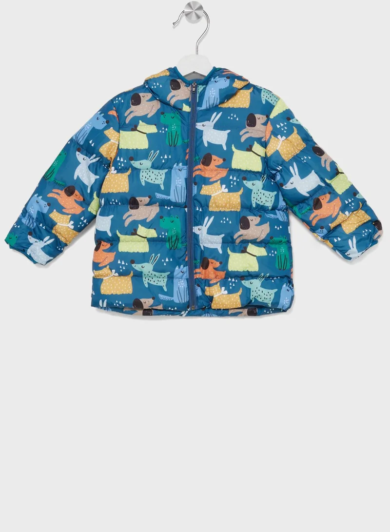 JUNE Kids Dog Patterned Fleece Puffer Jacket