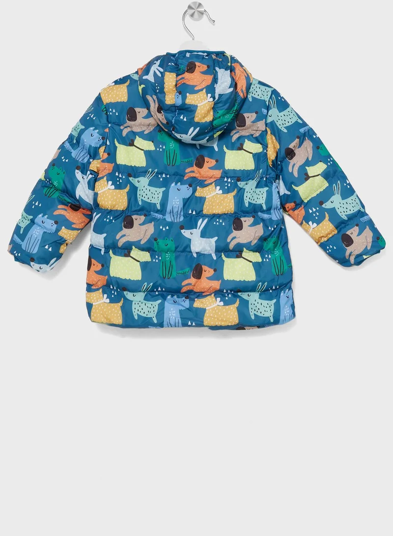 JUNE Kids Dog Patterned Fleece Puffer Jacket