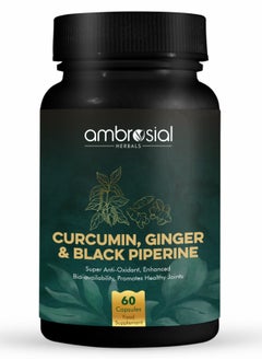 ambrosial Curcumin, Ginger And Black Piperine Super Anti-Oxidant, Enhanced Bio-Availability, Promotes Healthy Joints 60 Capsules  - Image 1