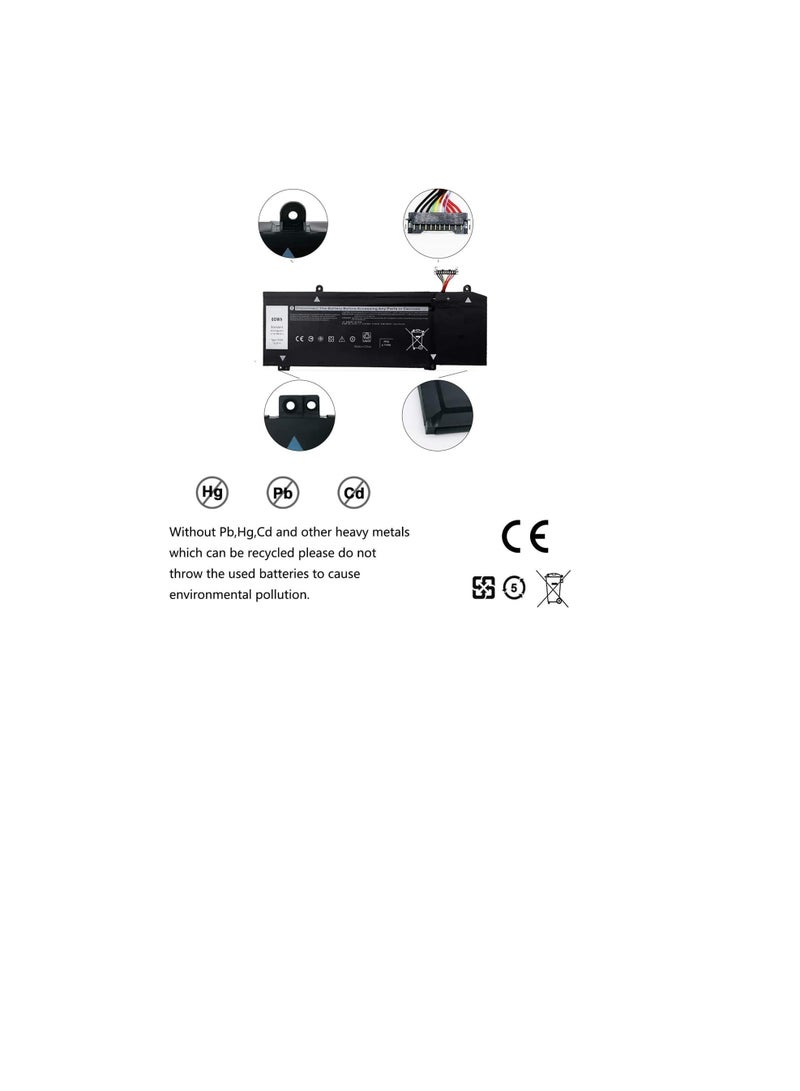 بطارية بديلة للكمبيوتر المحمول 1F22N متوافقة مع Dell Alienware 2018 M15 P79F M17 R1 R2 P37E P37E001 متوافقة مع Dell G7 7590 G7 7790 G5 5590 5590-D2783W D2743B D2843W HYWXJ JJPFK 15.2V 60Wh - Image 4