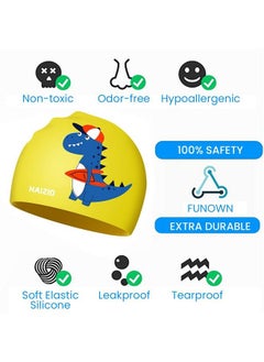 Proberos Swimming Cap For Boys Girls Waterproof Silicone Swimming Cap Ideal For All Head Shape Swimming Cap For Kids Age 3 14  - Image 3