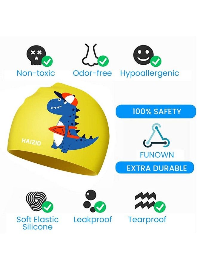 Proberos Swimming Cap For Boys Girls Waterproof Silicone Swimming Cap Ideal For All Head Shape Swimming Cap For Kids Age 3 14  - Image 3
