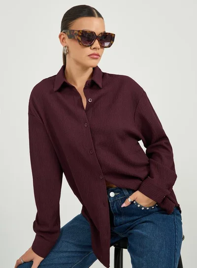 Styli Styli Textured Oversized Collared Shirt