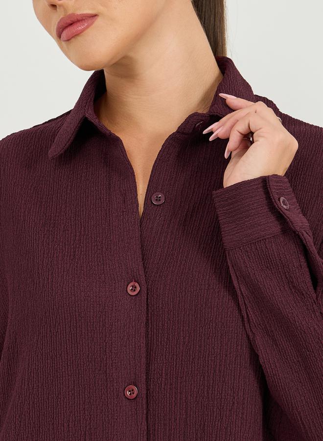 Styli Textured Oversized Collared Shirt - Image 4