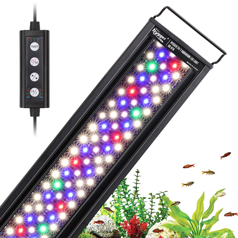 hygger 26W 24/7 Lighting Aquarium LED Light, Sunrise-Daylight-Moonlight Mode and DIY Mode, Adjustable Timer Adjustable Brightness Fish Tank Light with Extendable Bracket 7 Colors for Planted Tank - Image 1