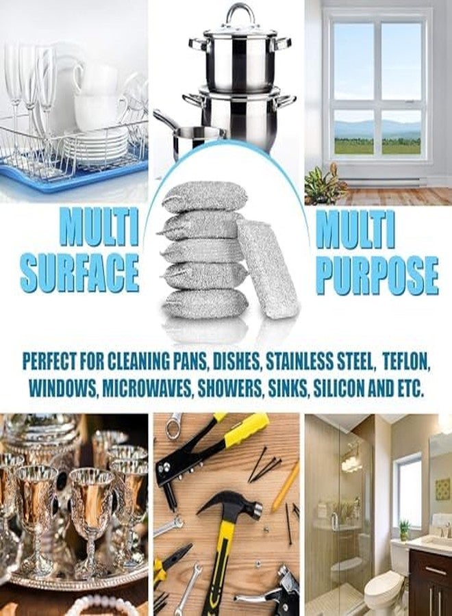 LARYNX Kitchen Scrubber with Sponge - Pack of 4, Scrub Sponge for Utensil Cleaning, Scratch Proof Scrubber for All Utensils Cleaning, Steel Wire Non-Scratch Reusable Dishwashing Sponge for Kitchen - Image 5