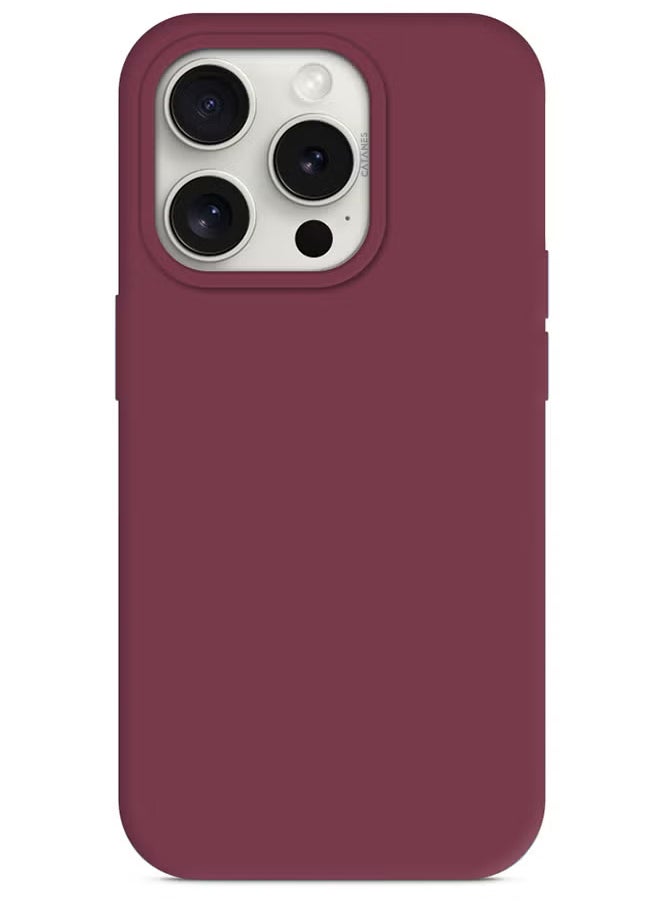 CATANES Silicone Case Cover for Apple iPhone 15 Pro Max Case Durable and Anti Scratch Back Cover Cherry  - Image 2