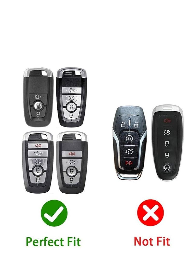 OUYoo وحدة التحكم عن بعد اللين لغطاء حافظة المفاتيح من فورد مع حامل حقيبة سلسلة المفاتيح الحماية الكاملة لمستكشف فورد الاندماج والهروب من السطح F150 F250 F350 F450 F550 Maverick Mustang (Silver) - Image 2