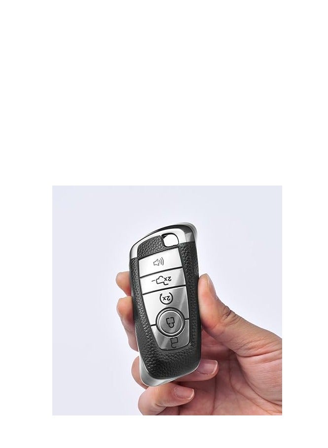 OUYoo وحدة التحكم عن بعد اللين لغطاء حافظة المفاتيح من فورد مع حامل حقيبة سلسلة المفاتيح الحماية الكاملة لمستكشف فورد الاندماج والهروب من السطح F150 F250 F350 F450 F550 Maverick Mustang (Silver) - Image 3